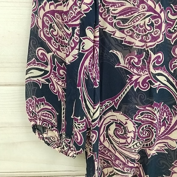 Lucky Brand Sheer Paisley Hi Low Tunic - Picture 3 of 8